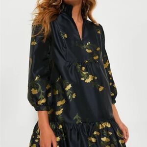 Tuckernuck Navy Jasmine Vine Jacquard Palmerston Dress, size Medium